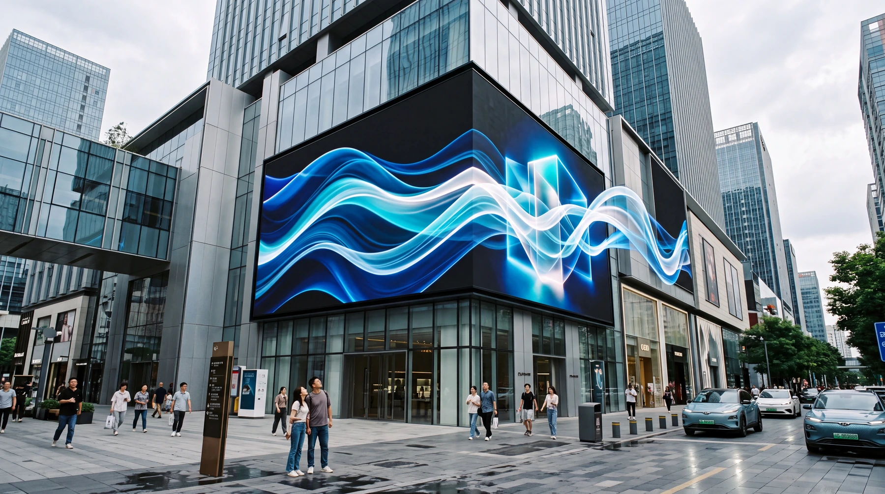 Şehir merkezinde büyük dijital LED reklam ekranı