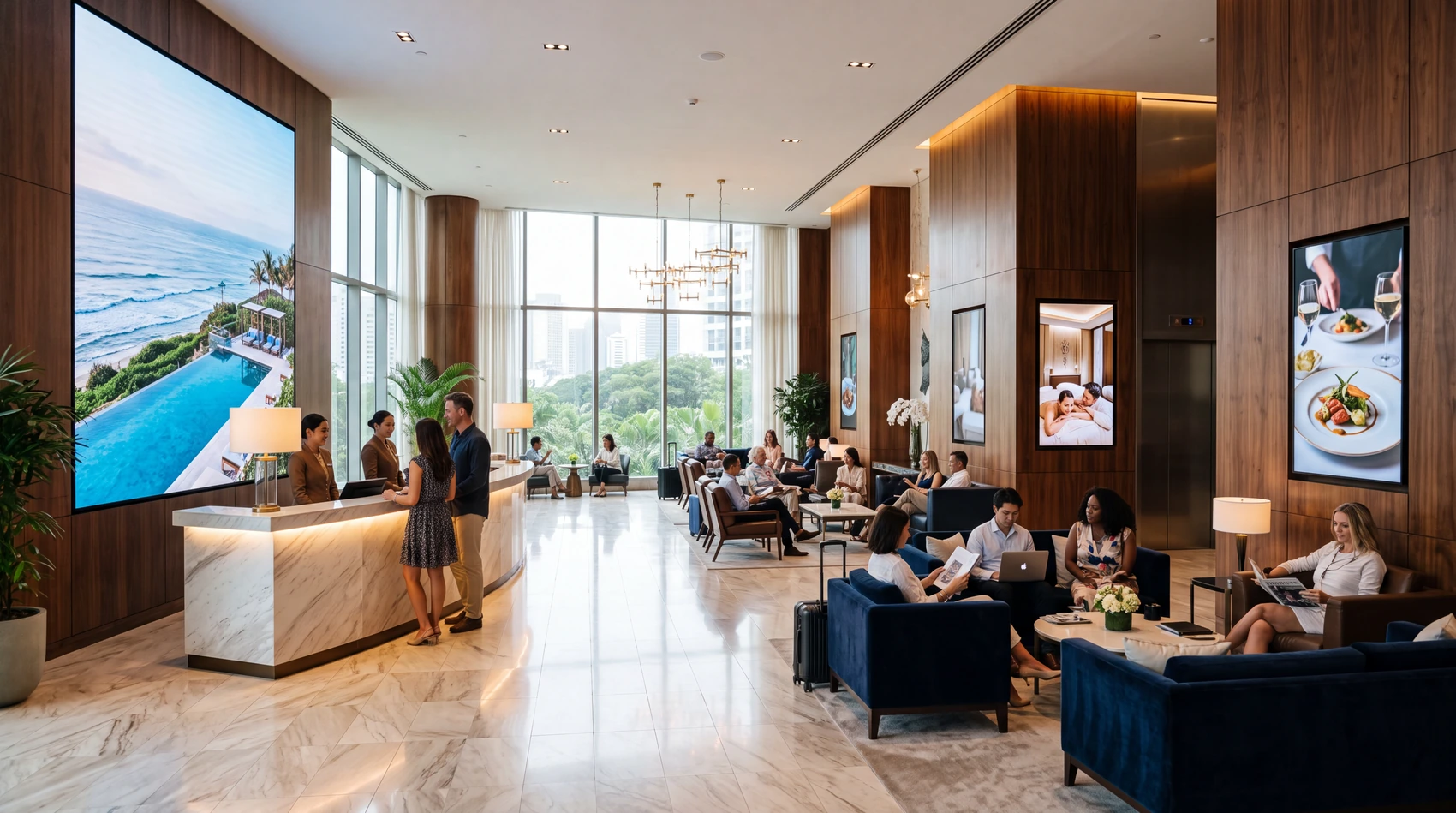 Otel lobisinde dijital misafir iletişimi