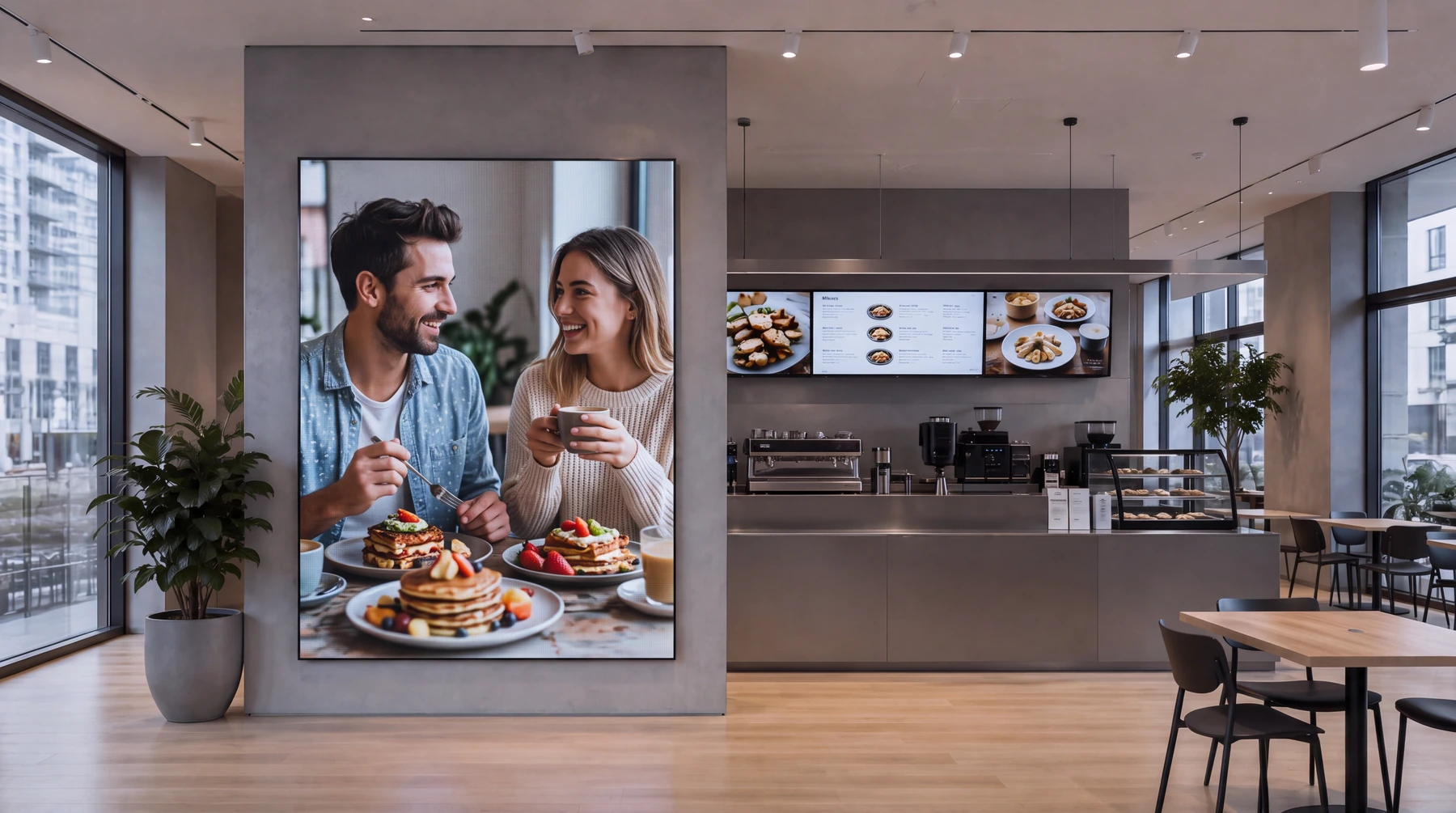 Restoran içinde LED ekran uygulaması