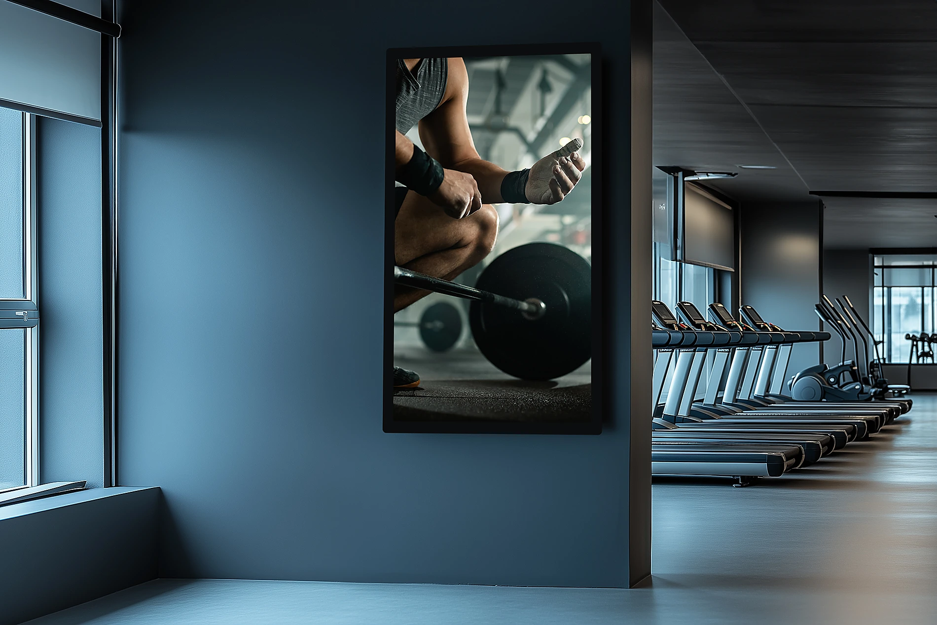 Spor tesisinde duvara monte Emko Signage ekran
