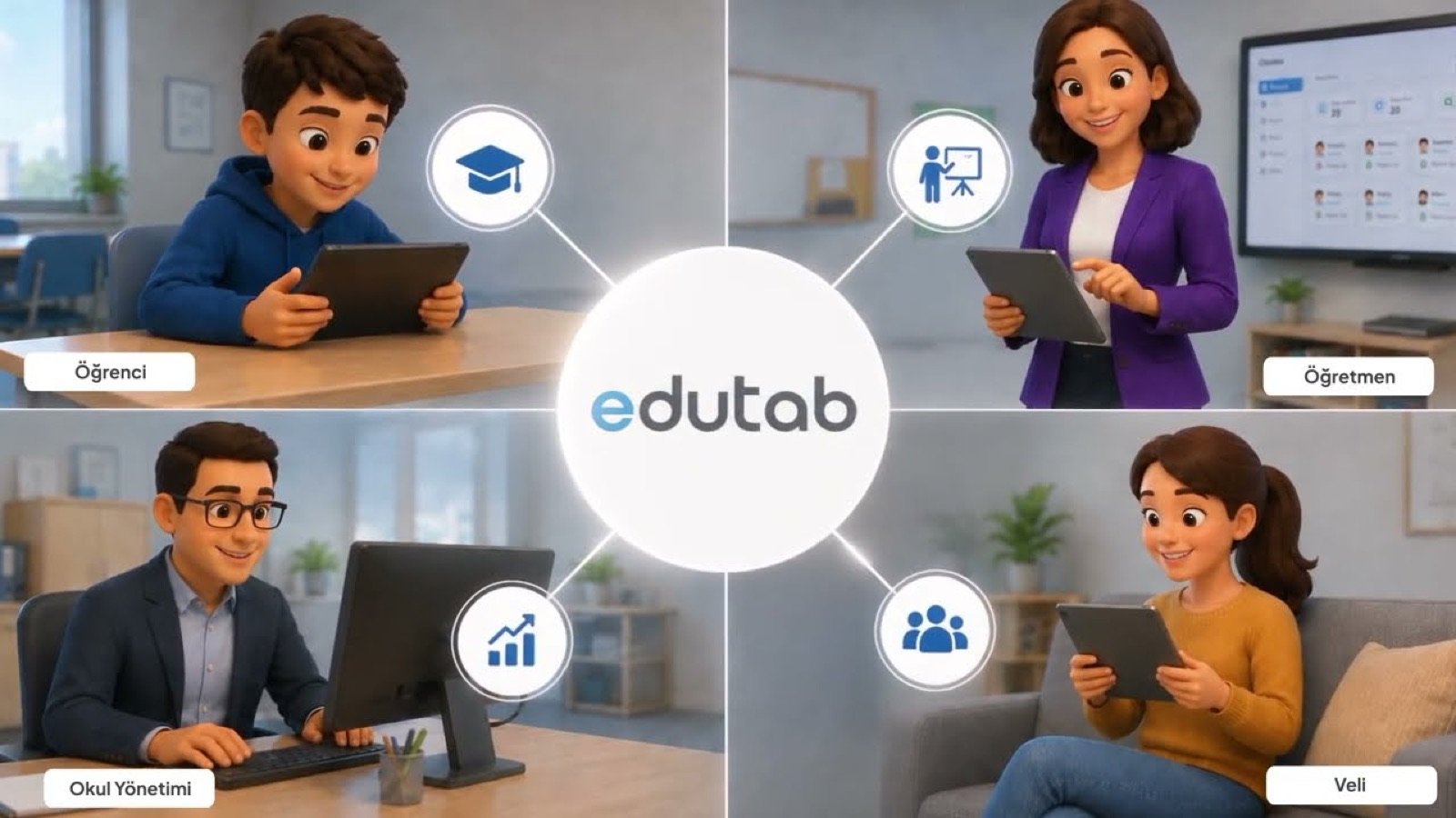 EduTab ekosistemi: öğrenci, öğretmen, okul yönetimi ve veli