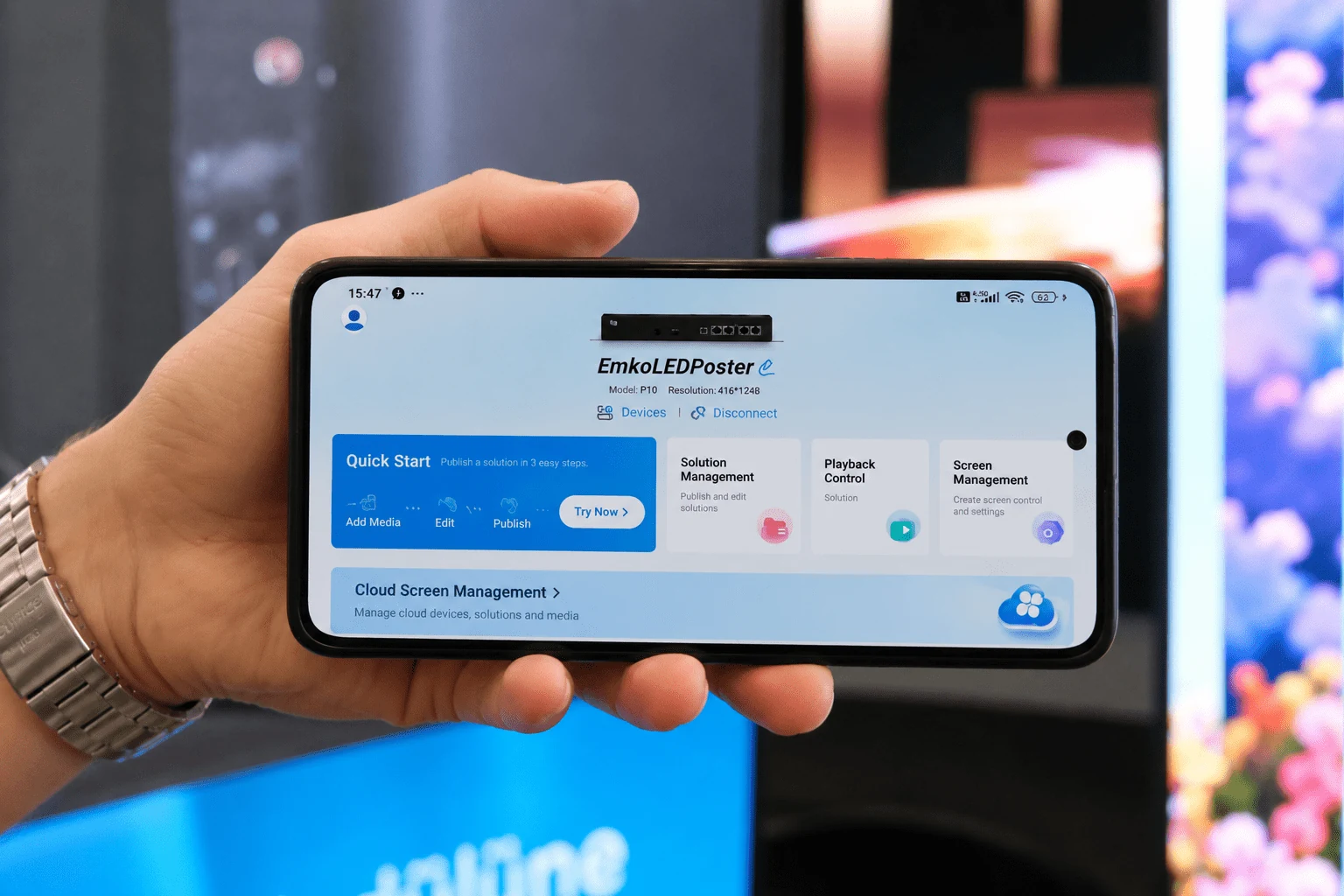 Telefondan LED Poster içerik yönetimi